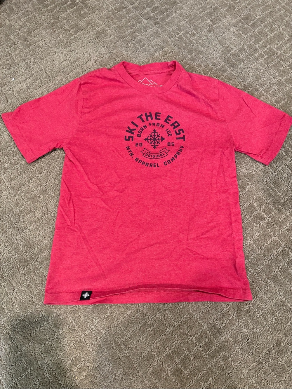 Kids Short Sleeve 'Ski The East' Tee - red.  Youth XL